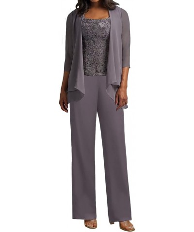 Mother of The Bride Pants Suits for Wedding Party Dresses 3 Pieces Chiffon Mother of Groom Dresses with Jacket Lilac $41.16 S...