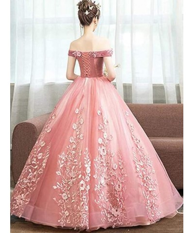 Women's Appliques Quinceanera Dresses Ball Gown Long Sweet 16 Dresses Off Shoulder Orange $35.70 Dresses