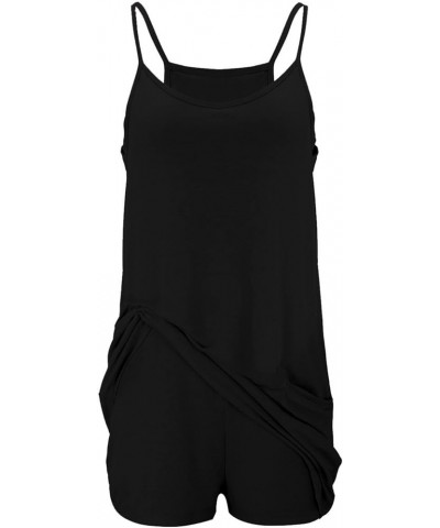 Women Summer Tennis Dress Sleeveless Halter Neck Athletic Short Jumpsuits Loose One Piece 2 in 1 Workout Rompers 1 Black $8.4...