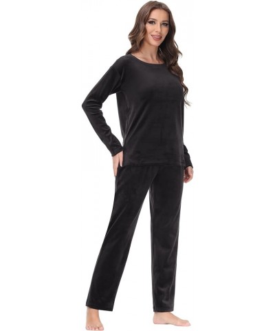 Women Velour Sweatsuits Sets Lounge Set 2 Piece Sweatsuit Crew Neck Sweatshirt and Sweatpant Velvet Jogging Suit Black $20.16...