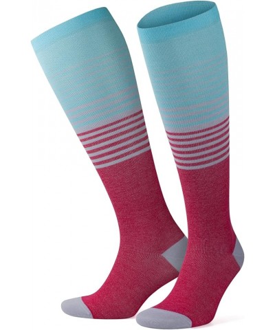 Unisex Knee High Compression Socks, 15-20 mmHg Rayon Made From Bamboo Socks, Breathable Travel Socks for Men & Women Pink - 1...