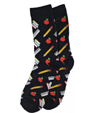 Urban-Peacock Women's Novelty Fun Crew Socks for Dress or Casual - Multiple Patterns Available! School Teacher Supplies - Bla...