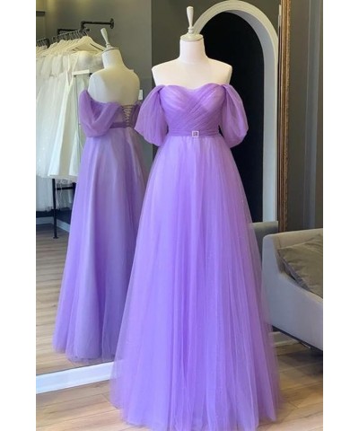 Glitter Tulle Prom Dresses Off The Shoulder Sweetheart Puffy Long Evening Gowns for Women 2023 Orange $41.80 Dresses