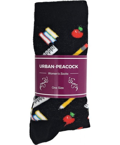 Urban-Peacock Women's Novelty Fun Crew Socks for Dress or Casual - Multiple Patterns Available! School Teacher Supplies - Bla...