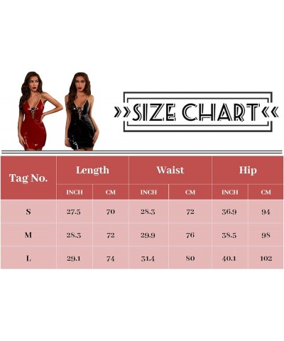 Women Latex Bodycon Dress Faux Leather Wetlook Mini Dresses for Club Party Sexy PVC Lingerie Bodycon Clubwear Outift Red 03 $...