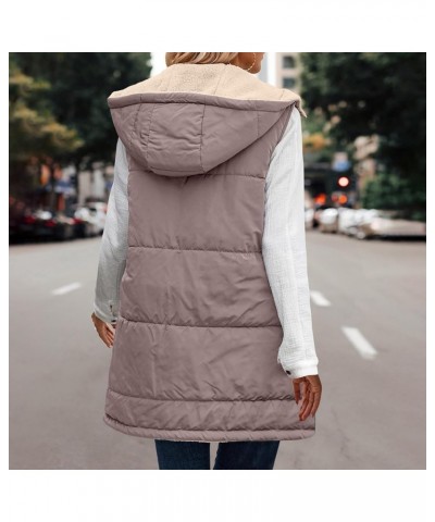 Long Puffer Vest Women Plus Size Puffer Jacket With Hood Long Vest for Women Sleeveless Puffer Down Coats C Pink $11.15 Vests