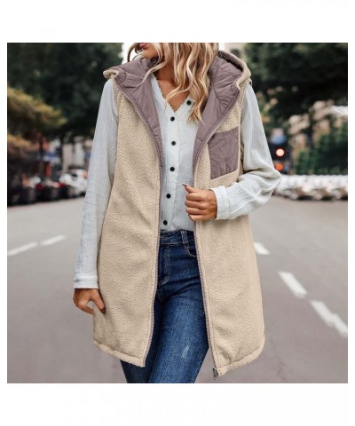 Long Puffer Vest Women Plus Size Puffer Jacket With Hood Long Vest for Women Sleeveless Puffer Down Coats C Pink $11.15 Vests