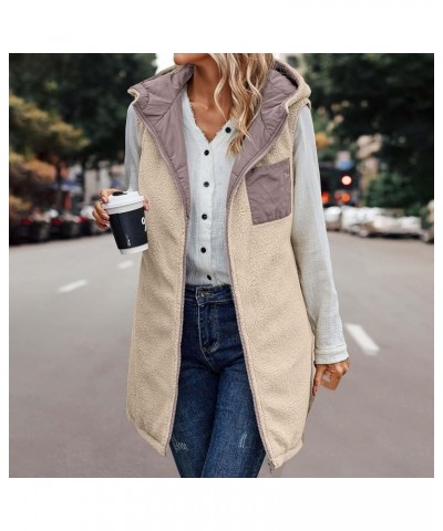 Long Puffer Vest Women Plus Size Puffer Jacket With Hood Long Vest for Women Sleeveless Puffer Down Coats C Pink $11.15 Vests