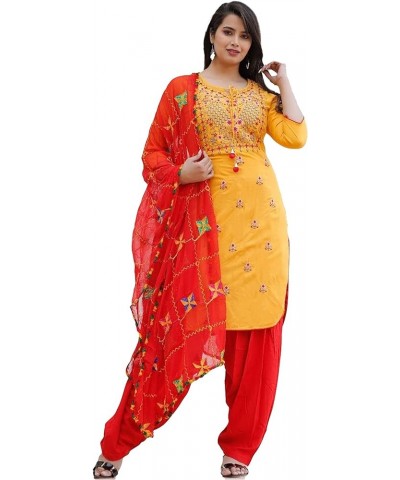 Women's Rayon Classic 3 Piece Set of Handwork Kurti with Beautiful Printed Skirt alongwith Shiffon Dupatta Multi-color $24.59...