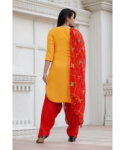 Women's Rayon Classic 3 Piece Set of Handwork Kurti with Beautiful Printed Skirt alongwith Shiffon Dupatta Multi-color $24.59...