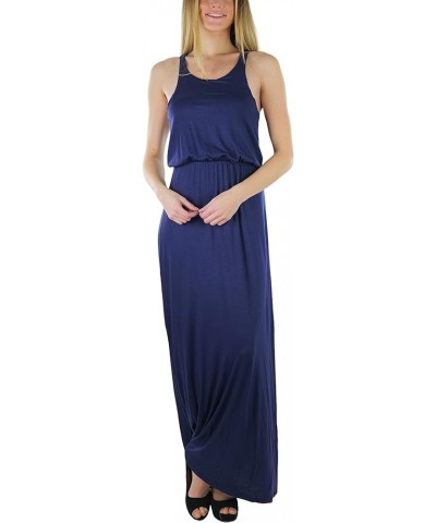 Women's Maxi Sleeveless Summer Long Dress Y Back Scoopneck - Navy $13.74 Dresses