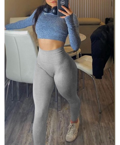 Seamless Workout Leggings for Women Gym Yoga Pants Scrunch Butt Lift Leggings High Waist Tummy Control 1 Light Grey $11.25 Le...