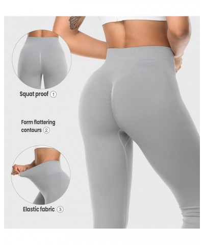 Seamless Workout Leggings for Women Gym Yoga Pants Scrunch Butt Lift Leggings High Waist Tummy Control 1 Light Grey $11.25 Le...