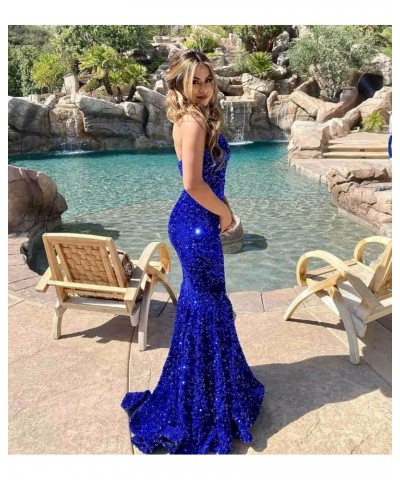 Sequin Mermaid Prom Dresses for Women Sparkly Long Sexy Strapless V Neck Bodycon Formal Evening Party Gowns White $32.63 Dresses