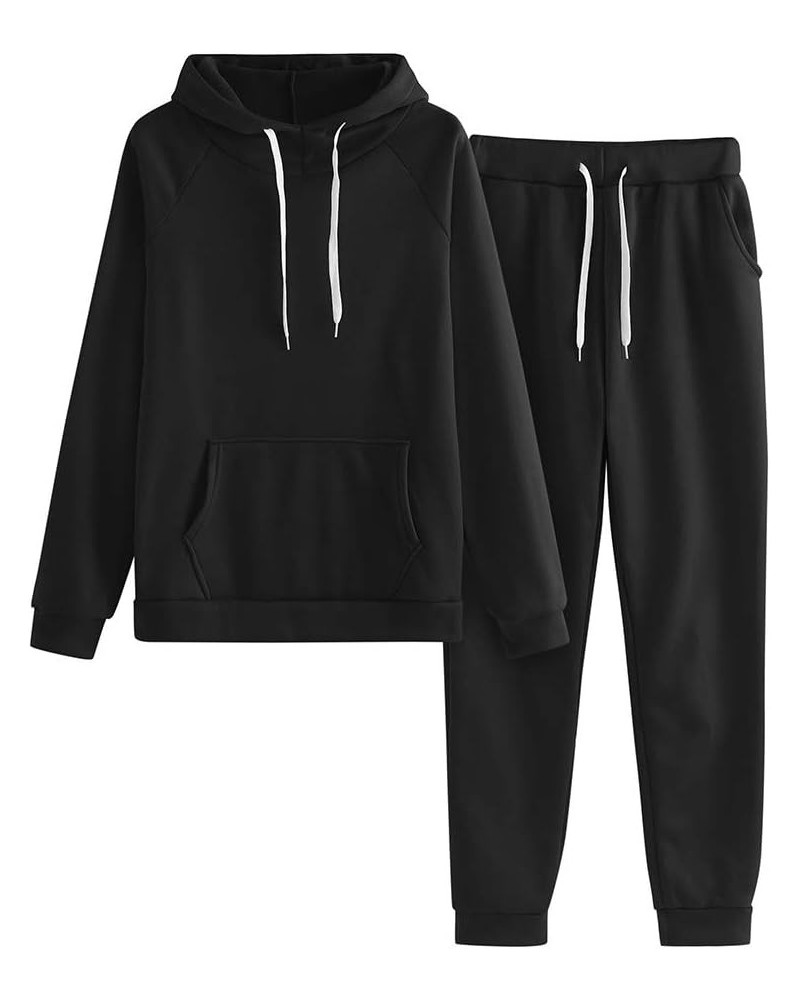 Womens Trendy Sweatsuits Sets Casual Loose Lightweight Jogger Pant Long Sleeve Solid Tracksuit Drawstring Sweatpant Black $8....