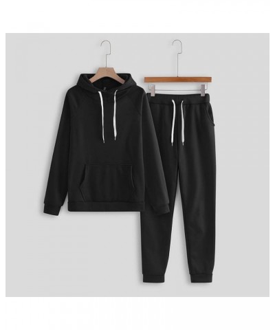 Womens Trendy Sweatsuits Sets Casual Loose Lightweight Jogger Pant Long Sleeve Solid Tracksuit Drawstring Sweatpant Black $8....