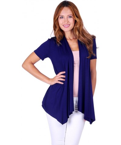 SR Women's Plus Size Basic Various Sleeve Open Cardigan (Size: 1X-5X) Short Sleeve_navy $15.07 Sweaters