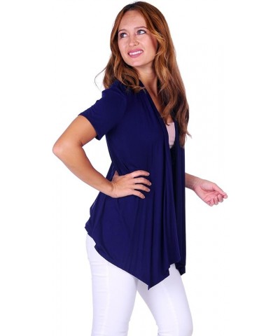 SR Women's Plus Size Basic Various Sleeve Open Cardigan (Size: 1X-5X) Short Sleeve_navy $15.07 Sweaters