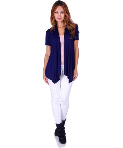 SR Women's Plus Size Basic Various Sleeve Open Cardigan (Size: 1X-5X) Short Sleeve_navy $15.07 Sweaters