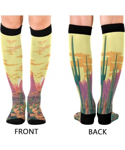 Cool Wolf Compression Socks Women Men Knee High Stockings for Sports,Running,Travel 1Pair Desert Cactus $10.19 Activewear