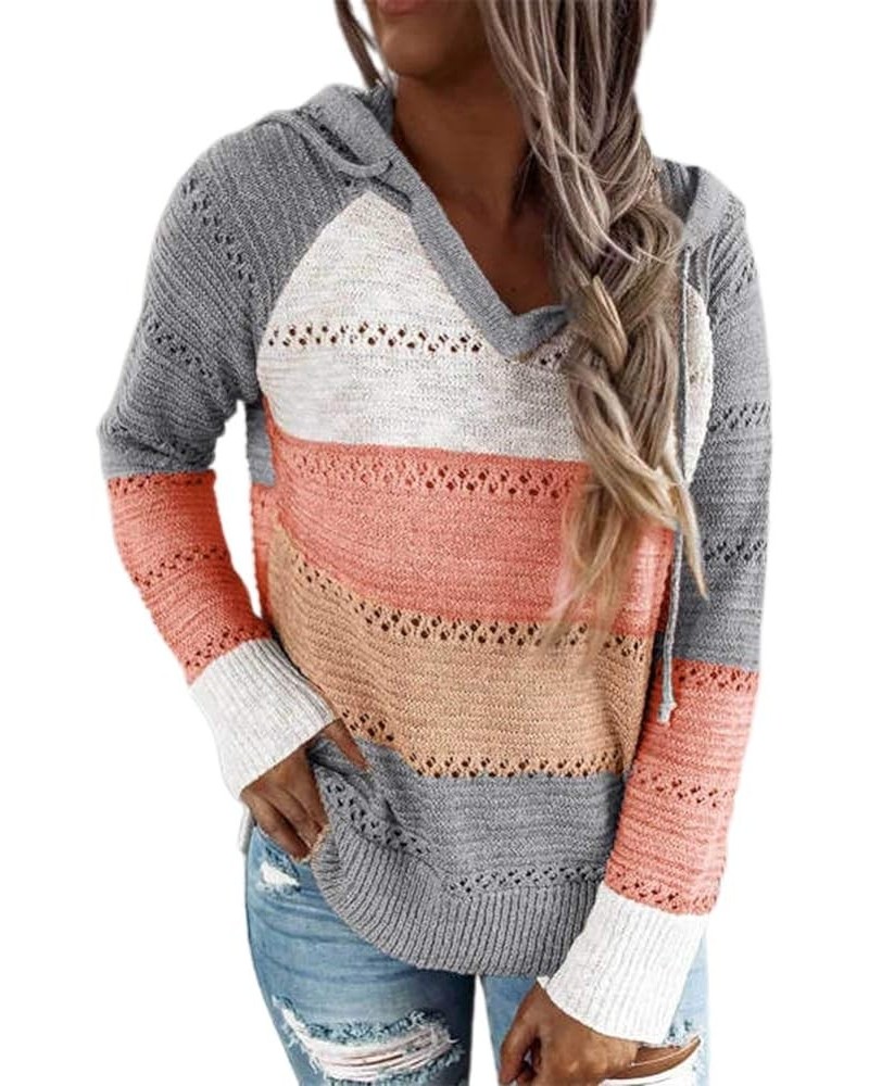 Womens Pullover Hoodie Sweaters Color Block Long Sleeve Sweatshirts Lounge Hoodie Tops Orange $13.99 Others