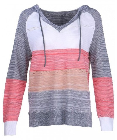 Womens Pullover Hoodie Sweaters Color Block Long Sleeve Sweatshirts Lounge Hoodie Tops Orange $13.99 Others