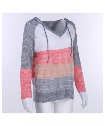 Womens Pullover Hoodie Sweaters Color Block Long Sleeve Sweatshirts Lounge Hoodie Tops Orange $13.99 Others