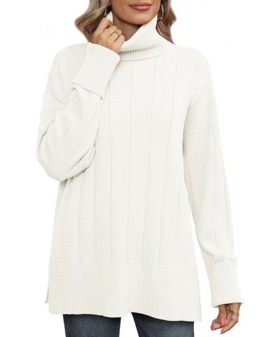 Sweaters for Women Turtleneck Side Split Oversized Pullover Tops 00-white $26.67 Hoodies & Sweatshirts