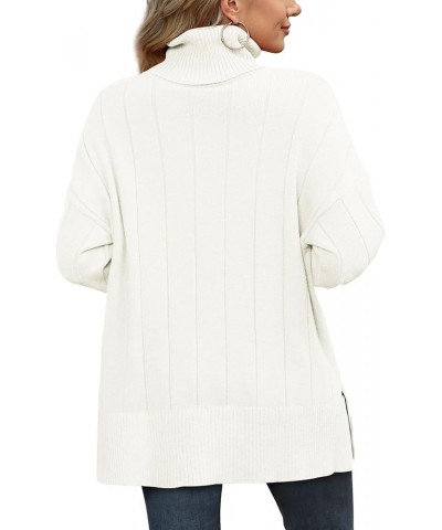 Sweaters for Women Turtleneck Side Split Oversized Pullover Tops 00-white $26.67 Hoodies & Sweatshirts