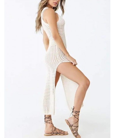 Crochet Cover Ups Hollow Out Swimsuit Cover Up for Women Long Beach Crochet Dresses A-beige $17.84 Swimsuits