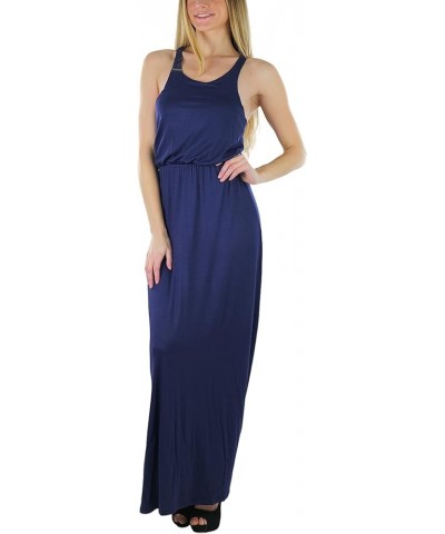 Women's Maxi Sleeveless Summer Long Dress Y Back Scoopneck - Navy $13.74 Dresses