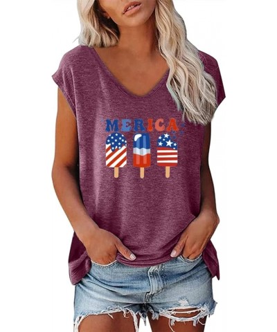 Womens Tops V Neck Short Sleeve Shirts Plain/Printed Casual Loose Plus Size Beach Tunic Fit Summer Top E 8 $3.98 Tops