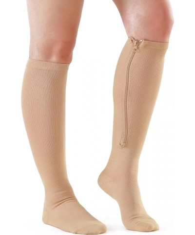 2 Pairs Medical Zipper Compression Socks 15-20mmHg for Women&Men, Knee High Compression Stockings X-Large Beige $11.12 Active...