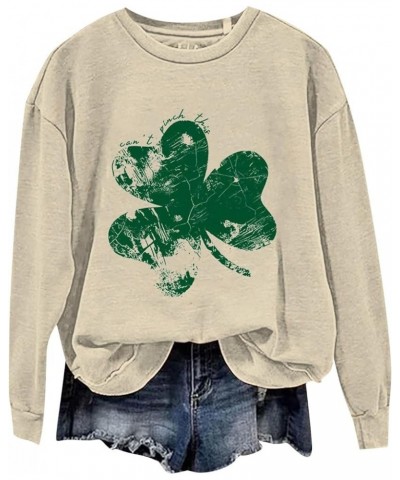 St Patricks Day/Easter Shirt For Women: Fashionable Casual Long Sleeve Crewneck Trendy Sweatshirts Spring Fall 1-beige $7.75 ...