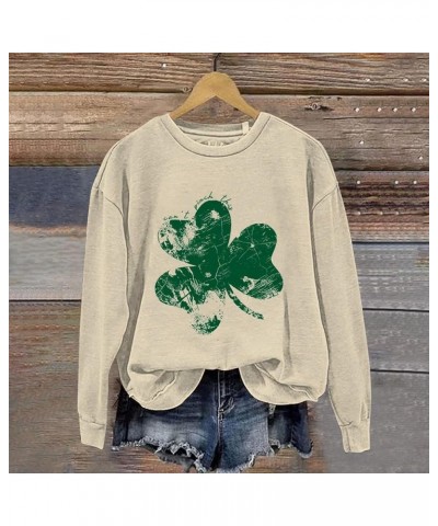 St Patricks Day/Easter Shirt For Women: Fashionable Casual Long Sleeve Crewneck Trendy Sweatshirts Spring Fall 1-beige $7.75 ...