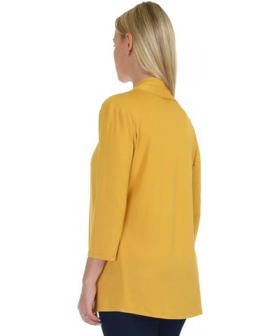 SR Women's Plus Size Basic Various Sleeve Open Cardigan (Size: 1X-5X) 3/4 Sleeve_mustard $15.07 Sweaters