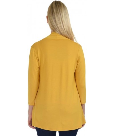 SR Women's Plus Size Basic Various Sleeve Open Cardigan (Size: 1X-5X) 3/4 Sleeve_mustard $15.07 Sweaters