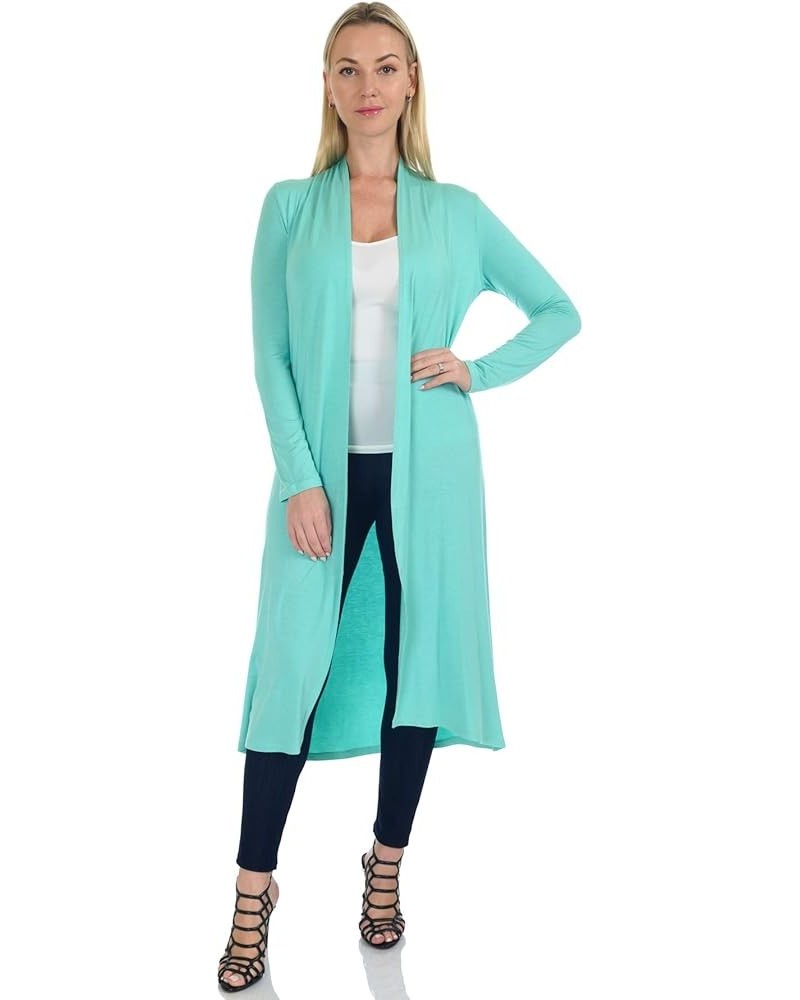 Women's Long Sleeve/Sleeveless Full Length Duster Long Open Cardigan(Sizes: S-5X) Long Sleeve_peppermint $15.39 Sweaters