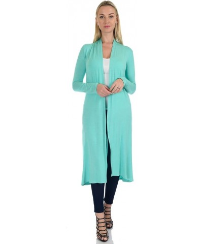 Women's Long Sleeve/Sleeveless Full Length Duster Long Open Cardigan(Sizes: S-5X) Long Sleeve_peppermint $15.39 Sweaters