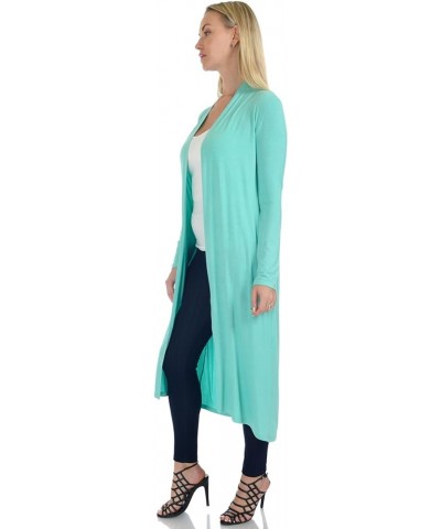 Women's Long Sleeve/Sleeveless Full Length Duster Long Open Cardigan(Sizes: S-5X) Long Sleeve_peppermint $15.39 Sweaters