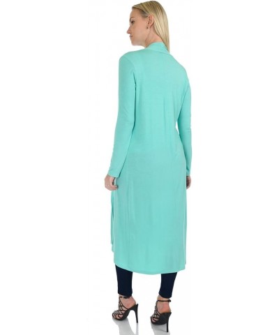 Women's Long Sleeve/Sleeveless Full Length Duster Long Open Cardigan(Sizes: S-5X) Long Sleeve_peppermint $15.39 Sweaters