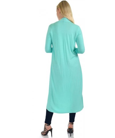 Women's Long Sleeve/Sleeveless Full Length Duster Long Open Cardigan(Sizes: S-5X) Long Sleeve_peppermint $15.39 Sweaters