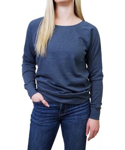 Women's Raglan Pullover with Coverstitch Blue Heather $8.93 Sweaters