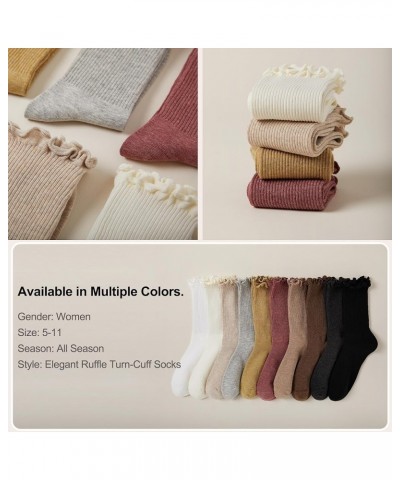 Womens Cotton Socks - Ruffle Turn Cuff Sock - Casual Crew Frilly Sock 6 Pairs (White*6) $11.19 Socks