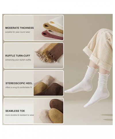 Womens Cotton Socks - Ruffle Turn Cuff Sock - Casual Crew Frilly Sock 6 Pairs (White*6) $11.19 Socks