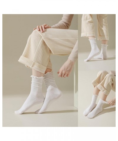 Womens Cotton Socks - Ruffle Turn Cuff Sock - Casual Crew Frilly Sock 6 Pairs (White*6) $11.19 Socks