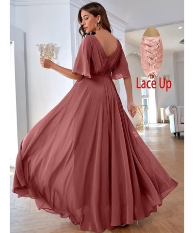 Batwing Sleeve Bridesmaid Dresses Long Chiffon Party Gowns Pleats Formal Elegant Dresses with Pockets SD097 White $27.95 Dresses