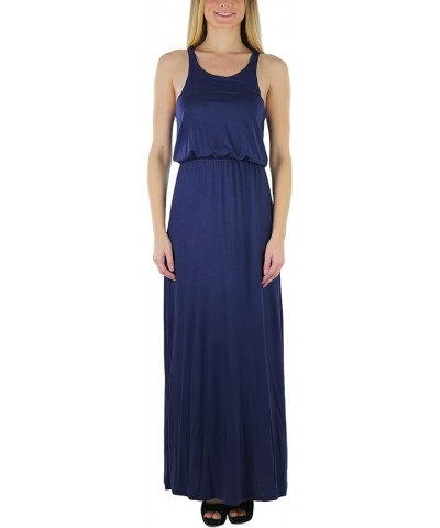 Women's Maxi Sleeveless Summer Long Dress Y Back Scoopneck - Navy $13.74 Dresses