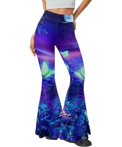 Women Crossover High Waisted Yoga Pants Bootcut Leggings Pants Workout Trousers Sweatpants, S-2XL Blue-purple Sky & Sea & But...