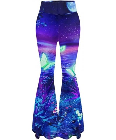 Women Crossover High Waisted Yoga Pants Bootcut Leggings Pants Workout Trousers Sweatpants, S-2XL Blue-purple Sky & Sea & But...